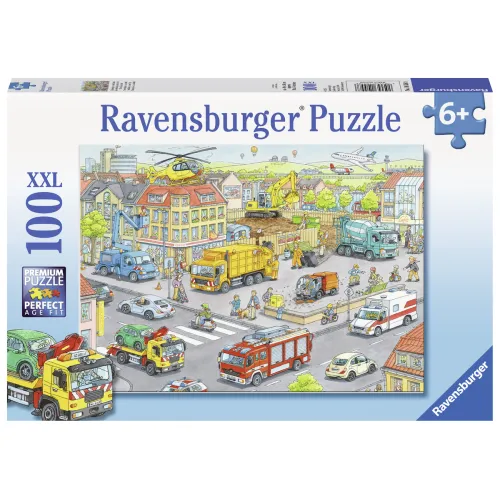 Ravensburger puzzel 100 stukjes XXL 6+ Voertuigen in de stad